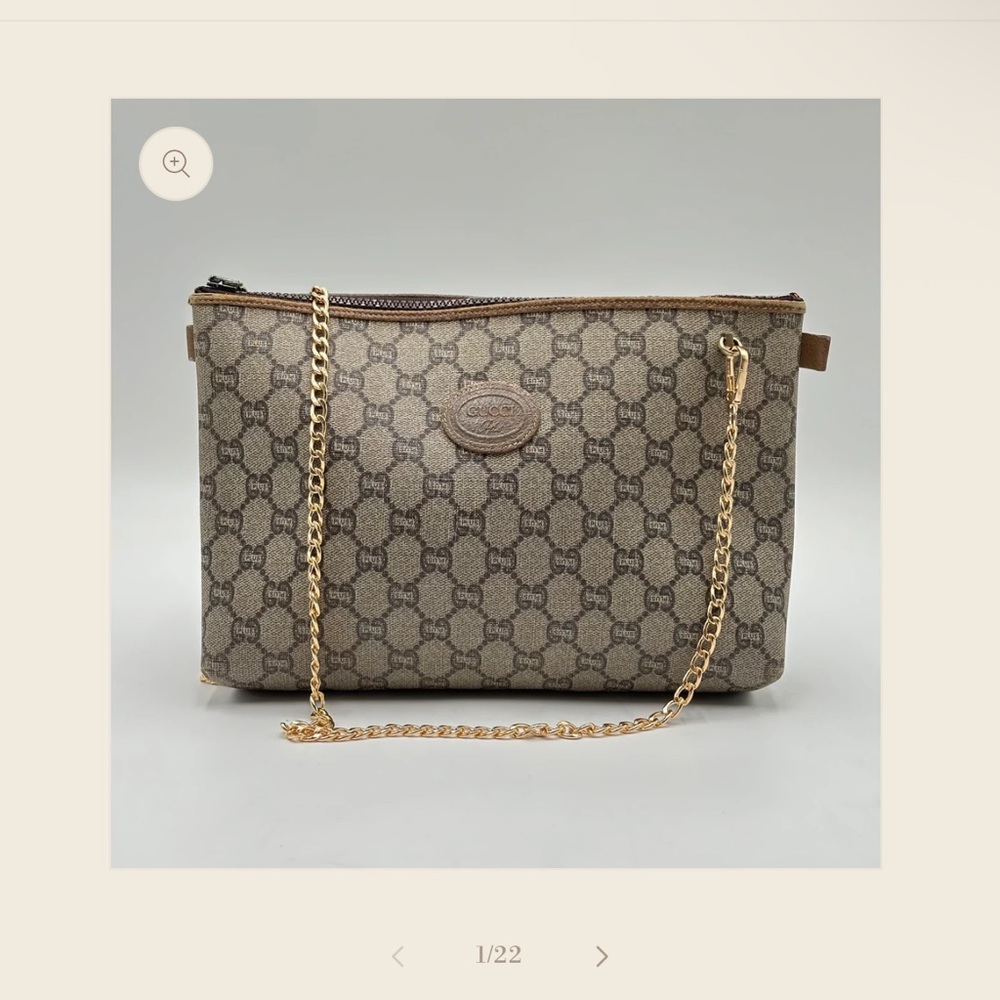Vintage Gucci Plus Brown and Gold Monogram Clutch